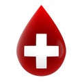 Red Blood Drop with Medical Cross Symbol Isolated Royalty Free Stock Photo