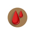 Red blood drops flat icon with shadow. medical icon