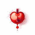 Red blood heart. World Blood Donor Day Illustration banners background. 14 june. Hemophilia day concept. Ai generated