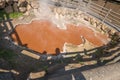 Red Blood Hell Pond, Kamado Jigoku, one of 8-hell onsen, Beppu, Oita-shi, japan Royalty Free Stock Photo