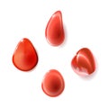 Red blood little glossy drops, blot set web icons. Cartoon funny illustration of optimized to be used in medical design. Vector Royalty Free Stock Photo