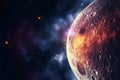 Red blood Moon with craters, close up. Super Big Moon in the sky. AI Generative. Royalty Free Stock Photo