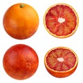 Red blood oranges isolated on white background. collection of citrus fruits Royalty Free Stock Photo