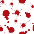 Red blood stains seamless pattern on white,