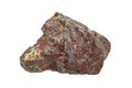 Red blood stone serpentinite on white background