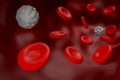 Red blood and white blood cell concept inside bloood tube graphic 3D rendering - Illustration