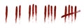 Red bloody Tally marks count or prison wall sticks lines counter. Royalty Free Stock Photo