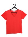 A red blouse on a hanger