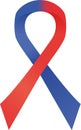 Red and blue awareness ribbon. Supports Noonan Syndrome, Sudden Arrhythmia Death Syndromes SADS , Congenital Heart