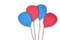 Red and blue balloon paper cut on white background