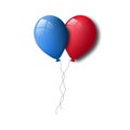 Red and blue balloons on a white background