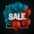 Red and blue balloons with white sale sign Royalty Free Stock Photo