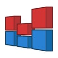 Red Blue Bar Chart. Business Icon Illustration Royalty Free Stock Photo