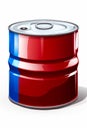 Red and blue barrel of oil on white background. Generative AI Royalty Free Stock Photo