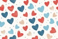 Red blue and beige hearts on a white background Royalty Free Stock Photo