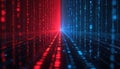 Red, blue binary code streams down. Abstract tech backdrop illustrates data flow, software network communication. Modern coding Royalty Free Stock Photo
