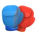 Red blue boxing gloves icon, cartoon style Royalty Free Stock Photo