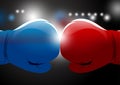 Red and blue boxing gloves with light background Royalty Free Stock Photo