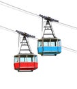 Red and blue cable cars. Royalty Free Stock Photo