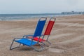 Red and Blue Canvas Beach Chairs