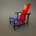 red and blue chair of the year 1917 by designer Rietveld Royalty Free Stock Photo