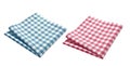 Red and blue checkered tablecloth top view isolated on white, food decor design element.Folded kitchen towel.Picnic cloth Royalty Free Stock Photo