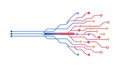 Red Blue Circuit Board Data Flow Lines, vector design Generative AI Royalty Free Stock Photo