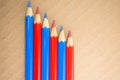 Red blue colored crayons Royalty Free Stock Photo