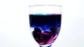 Red and blue colors paint cloud in glass of water on a white background Royalty Free Stock Photo