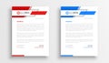 red and blue corporate letterhead template in set of two Royalty Free Stock Photo
