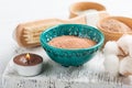 Red and blue cosmetic moroccan clay Royalty Free Stock Photo