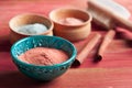 Red and blue cosmetic moroccan clay Royalty Free Stock Photo