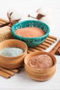 Red and blue cosmetic moroccan clay Royalty Free Stock Photo