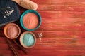 Red and blue cosmetic moroccan clay Royalty Free Stock Photo