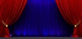 red and blue curtain, Theater curtain and stage with dramatic lighting, Royalty Free Stock Photo