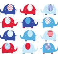 Red and Blue Cute Elephant set.