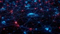 Red and Blue Cyber Network Cluster with High-Density Data Nodes Royalty Free Stock Photo