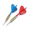 Red and Blue Darts on White Background