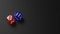 Red and blue dice on black background Royalty Free Stock Photo