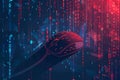 Red And Blue Digital Mouse In Binary Code Background Royalty Free Stock Photo