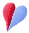 Red blue divided heart