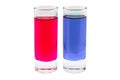 Red and blue drink in glass