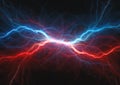 Red and blue electrical lightning