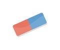 Red and blue eraser school education logo design. Erasing tool vector. Isometric drawing item, education and knowledge.