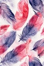 Red and Blue Feathers on White Background Royalty Free Stock Photo