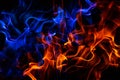 Red and blue fire on balck background Royalty Free Stock Photo