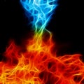 Red and blue fire on balck background, fractal image Royalty Free Stock Photo