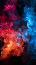 Red and blue fire on balck background