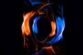 Red and blue fire ring on balck background Royalty Free Stock Photo