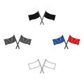 Red and blue flags icon in cartoon,black style isolated on white background. Paintball symbol stock vector illustration.
